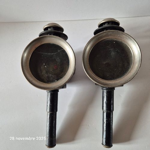 Lot de 2 anciennes lanternes de calèche , pour bougies