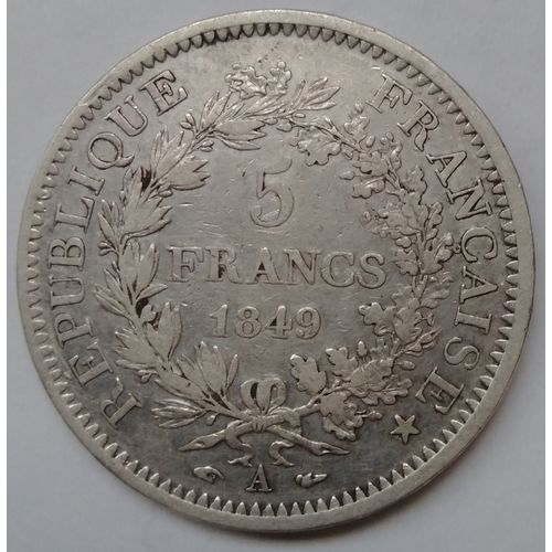 Pièce 5 Francs Hercule - 2e République - 1849 - Atelier A - Argent