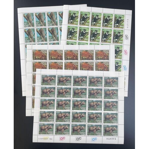 Cote D'ivoire 1983 Yt 649-652 Planche Sheet Faune Pangolin Colobe Buffle Buffalo Fauna Wildlife Tierwelt