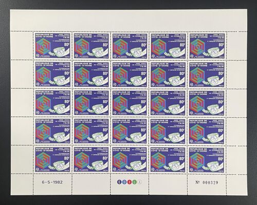 Cote D'ivoire 1982 Yt 619 Planche Sheet Journee Mondiale Telecommunications Uit Globe Satellite Telekommunikation