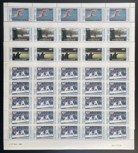 Cote D'ivoire 1984 Yt Pa 86-89 Planche Sheet Jeux Olympiques Los Angeles Pentathlon Natation Tir Escrime Olympic Games