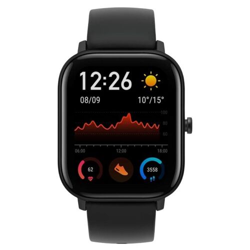 Amazfit GTS - Noir obsidienne - montre intelligente avec bracelet - silicone - noir - affichage 1.65" - NFC, Bluetooth - 24.8 g