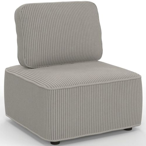 Module de canapé et fauteuil en velours côtelé gris clair