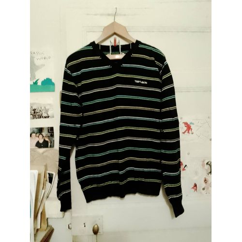 Pull Rayé Noir Traits Colorés Xxl Teddy Smith.