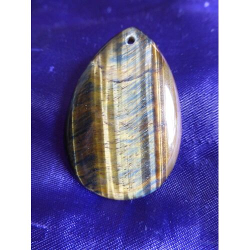 Pendentif Larme En Oeil De Tigre - 4.8 Cm. Magnifiques Couleurs Marron Et Noir Avec Des Reflets Somptueux. Lot 2174