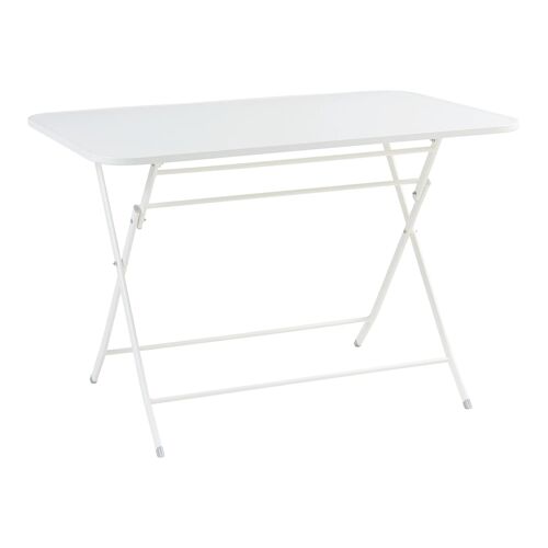 Table De Jardin Pliante 110 X 70 X 71 Cm Acier Laqué Blanc Helloshop26 03_0011033
