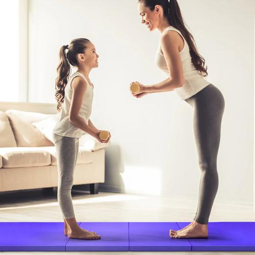 Tapis De Gymnastique Pliable 300 X 116 X 5 Cm Confort Optimal Pour Yoga Et Fitness En Mousse Epe Et Cuir Pu Violet Helloshop26 20_0020766