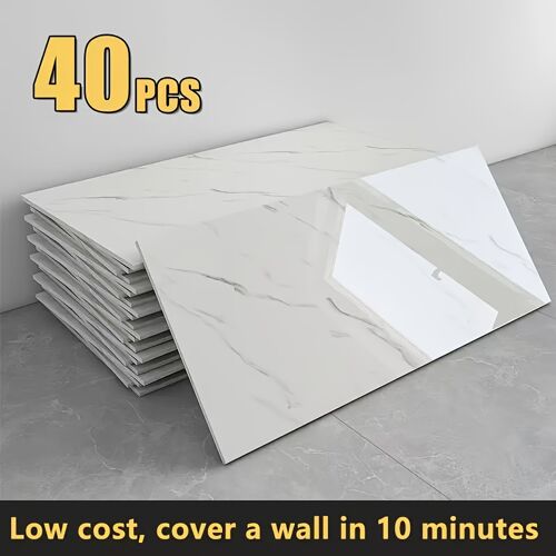 Autocollants muraux à motif marbré - Lot de 20/40 pièces - Effet marbre 3D autoadhésif 60*30cm - Décoration murale - Décoller et coller - Convient pour la décoration murale du salon, de la cuisine, de la salle de bain - Facile d'entretien