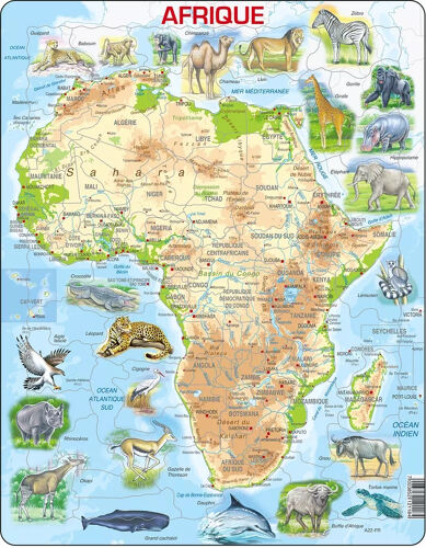 Larsen L'Afrique, carte de topographie avec animaux