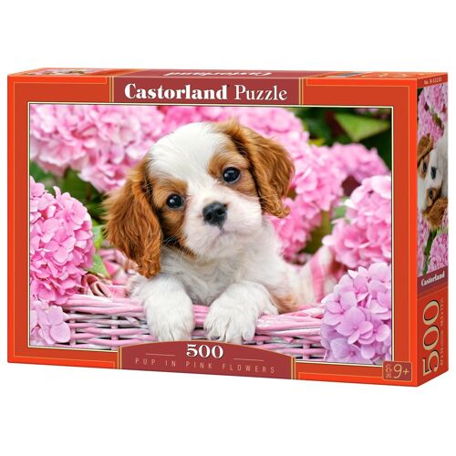 Castorland Pup in pink flowers 500 pcs Jeu de puzzle 500 pièces Faune