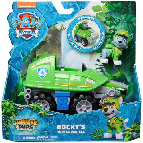 PAW Patrol - Pat Patrouille - Véhicule Figurine Rocky Jungle Pups - Voiture Figurine À Collectionner - Thème Jungle - Pat Patrouille Jouet - Voiture Enfant - Jouet Enfant 3 Ans Et +