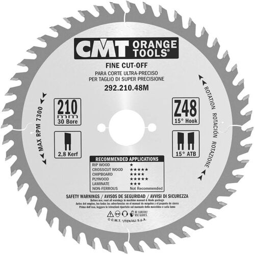 Lame de scie CMT 292; 210x2 8x30; Z48; 15°