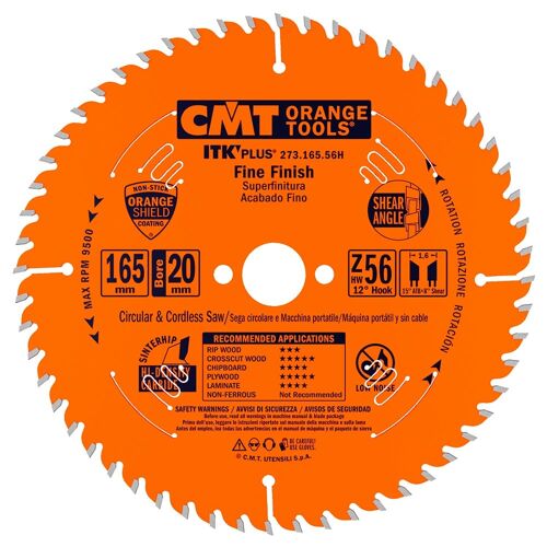 Lame de scie CMT ITK-Plus® 271; 165x1 6x20; Z56; 15°