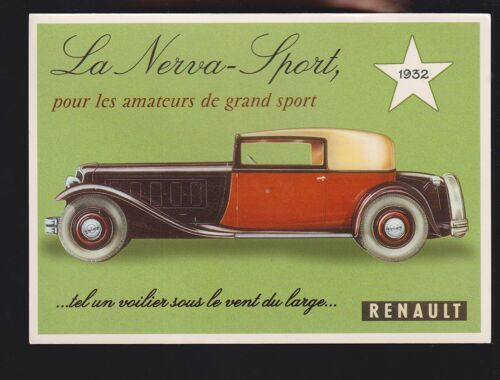 Carte Postale "83 L'Automobile Française - Série 2 : Renault Nerva Sport 1932"