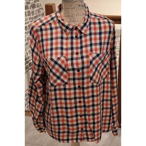 Chemise À Carreaux Fluide Rose, Écru Et Bleue