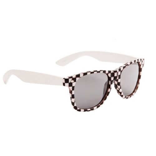 Lunette De Soleil Style Rétro Damier Noir Et Blanc Uv400