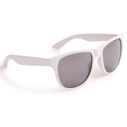 Lunette De Soleil Mixte Forme Retro Blanche Cerre Fumé Noir