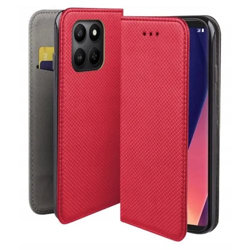 Housse pour Honor 400 Smart 5G / Honor X7d - etui coque pochette portefeuille + verre trempe - ROUGE MAGNET