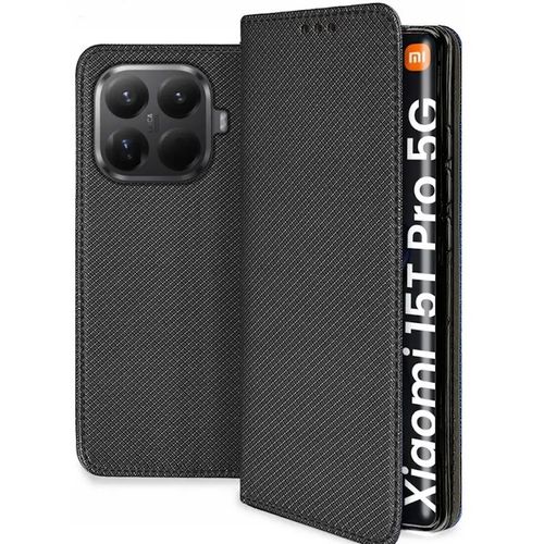 Housse pour Xiaomi 15T Pro 5G - etui coque pochette portefeuille + film ecran - NOIR MAGNET