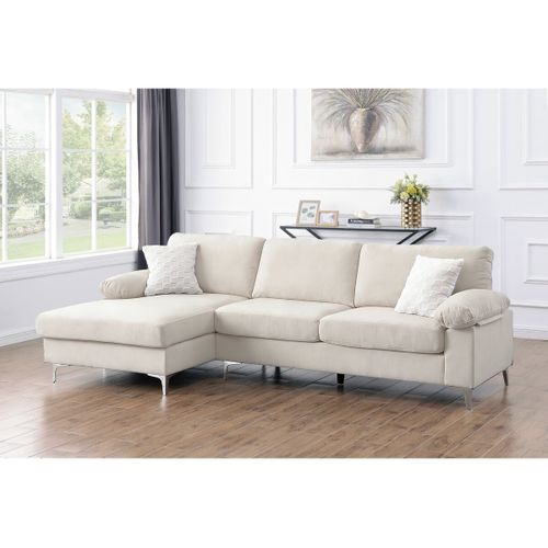 Canapé d'angle gauche en tissu chenille "Jade" - 3 places - Beige