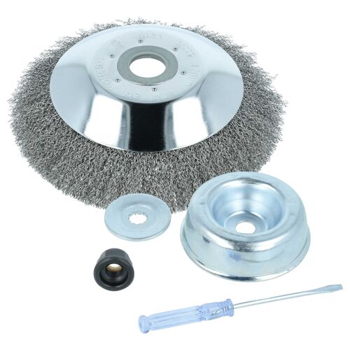 vhbw Brosse à désherber en métal doux compatible avec Honda UMK 435, 431, 425 outil de jardin, débroussailleuse - Ø 20 cm - kit d'accessoires