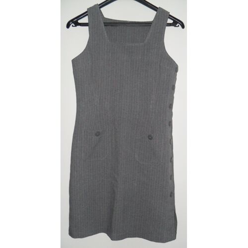 Robe Chasuble Grise A Fines Rayures Et Poches Taille 38