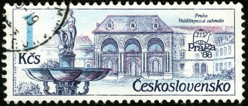 Timbre Oblitéré Ceskoslovensko, Praha, Valdstejnska Zahrada, Praga'88, 1 Kcs