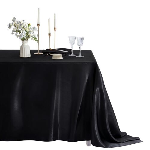 Élégante Nappe En Satin Polyester Pour Fêtes, Mariages Et Événements Le Noir