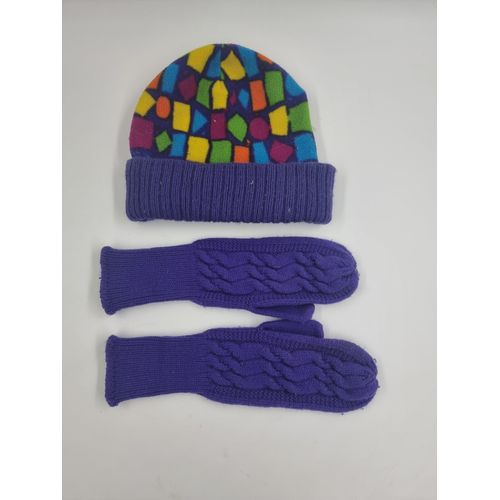 Lot Bonnet + Gants Moufle D’Hiver Violet