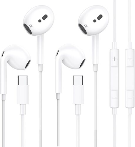 KALANKA-Écouteurs Filaire USB C, 2Pack Ecouteur iPhone 17 16 15 Intra-Auriculaires USBC Hi-FI Stéréo avec Micro et Contrôle du Volume Compatible avec iPhone 15 16 17 Plus Pro Max/iPad/Samsung S25 S24