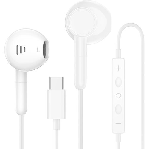 KALANKA-2 Pack Ecouteurs Filaire USB C avec Microphone & Contrôle de Volume,Hi-FI Stéréo Écouteurs USB C Intra-Auriculaires pour iPhone 16/15 Pro Max/Plus, Samsung Galaxy S24/S23, iPad Pro & Google P