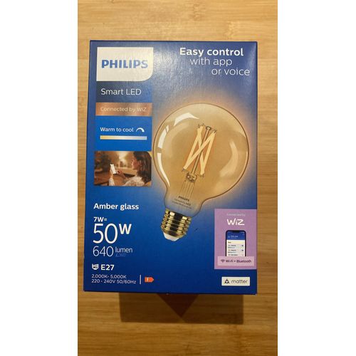 Ampoule Led Connectée Globe 105mm E27, 640lm = 50w, Variation De Blancs, Philips