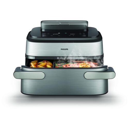 Philips 5000 series NA565/02 friteuse Double 9,5 L Autonome 2750 W Friteuse d'air chaud Noir, Argent et Acier inoxydable