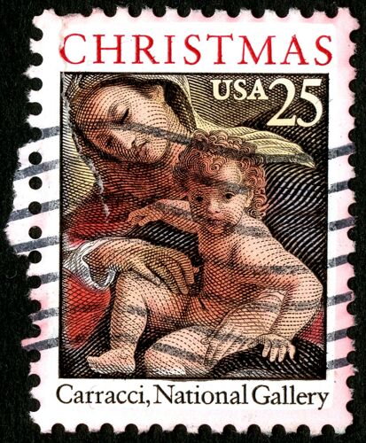 Timbre Oblitéré Usa, Christmas, Carracci, National Gallery, 25