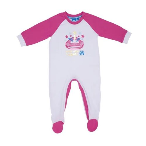 18 Mois - Grenouillère Bébé Fille - Olympique De Marseille - Rose - Coton - Produit Officiel - Collection 2023