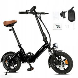 Vélo Électrique Bodywel T16 Pro Moteur 250 W Batterie 36 V 10 Ah Vitesse Maximale : 25 Km/H Autonomie : 45 Km Pneus 14 Pouces Suspension Avant Freins À Disque Noir