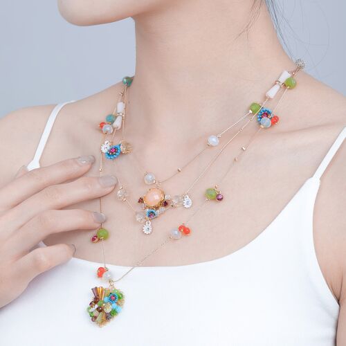 Collier En Argent 925 À Perles C?ur Multicouches, Élégant Et Mignon, Design Unique, Idéal Pour Diverses Occasions Telles Que La Saison Des Diplômes, Les Vacances, La Plage, Les Cadeaux, Etc. Livré Avec Une Belle Boîte Cadeau