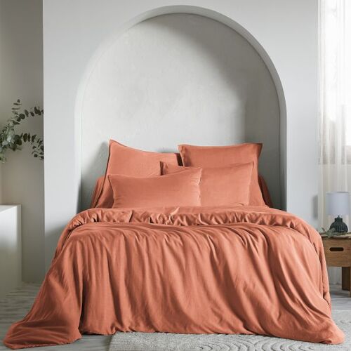 Housse De Rêve Housse De Couette 240x260 Cm Lyocell Terracotta
