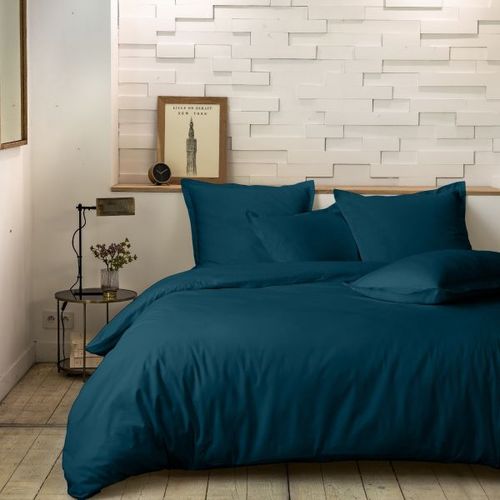 Housse De Rêve Housse De Couette 240x260 Cm Percale De Coton Bleu Imperial