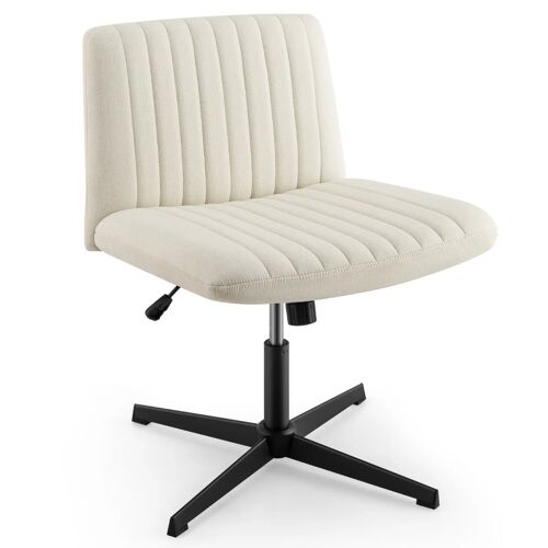Chaise de bureau large 71 x 66 x 78-91,5 cm réglable avec bascule 120° et assise confortable en lin beige Helloshop26 20_0011117