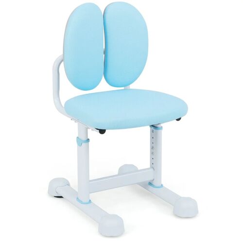 Chaise de bureau réglable pour enfant 48 x 39 x 68-76 cm double soutien lombaire confort optimal en métal bleu Helloshop26 20_0011103