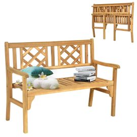 Banc De Jardin Pliable 120 X 56 X 90 Cm 2 Places Confortable Et Ergonomique Style Classique En Bois Acacia Nature Helloshop26 20_0020574