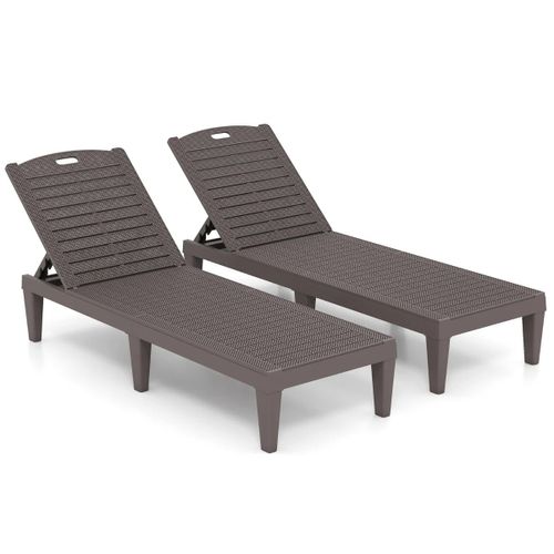 Lot De 2 Chaises Longues En Rotin Pp Dossier Réglable 156 X 55 X 83 Cm Confort Optimal Ambiance Cosy En Marron Helloshop26 20_0011793