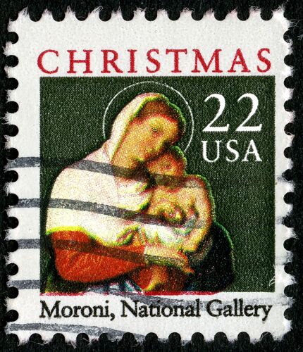 Timbre Oblitéré Usa, Christmas, Moroni, National Gallery, 22