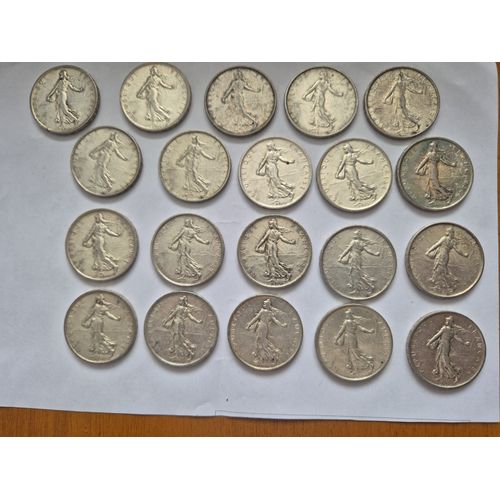 Lot De 5 Francs Semeuse En Argent.