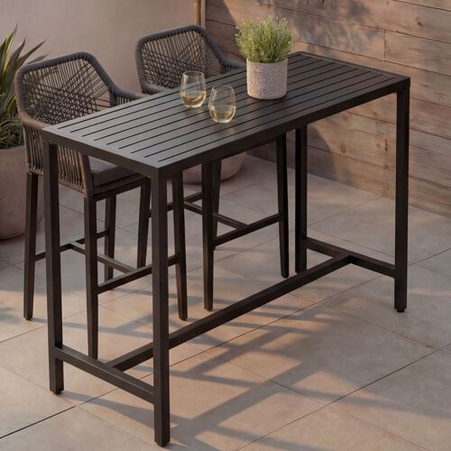 Table Haute Hwc-P91, Table De Jardin, Table De Bar, Métal D'extérieur 105 X 130 X 65 Cm   Anthracite