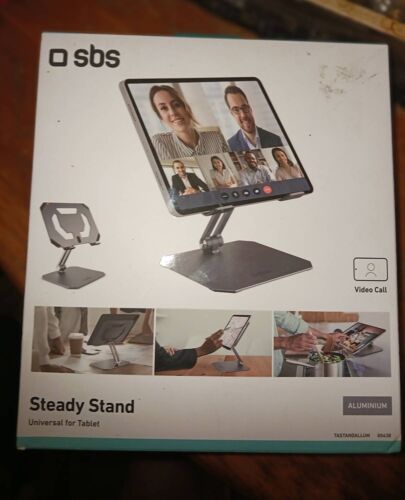 SPS Support pour tablette universel Steady Stand en alluminium. Spécifications : alloy + ABS, Multi Angle ajustable. Steady & Safe. Contenu du pack : 1 Table Stand. 180° Multi-Angle Adjustable.