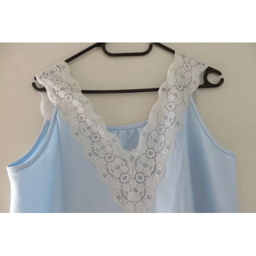 Chemise De Nuit Longue Bleue Dentelle /1960