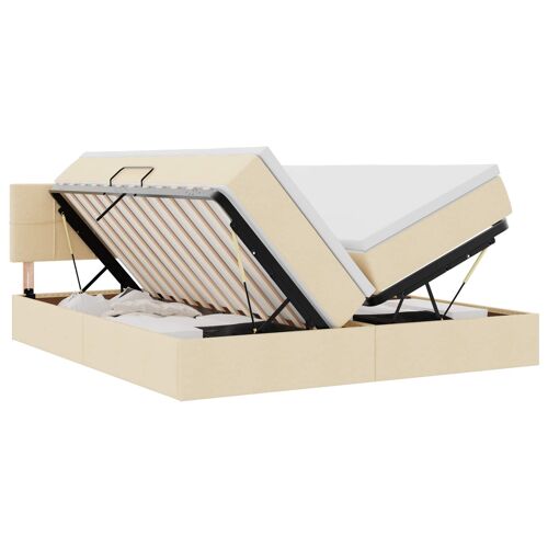 vidaXL Lit de Rangement Crème 200 x 200 cm Cuir synthétique