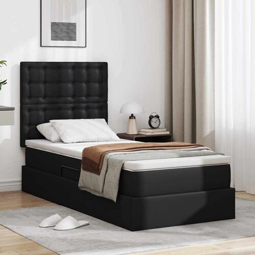 vidaXL Lit avec rangement et LED avec LED Noir 90 x 200 cm Simili cuir